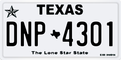 TX license plate DNP4301