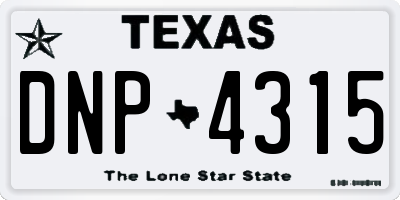 TX license plate DNP4315