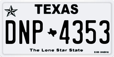 TX license plate DNP4353