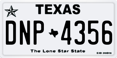 TX license plate DNP4356