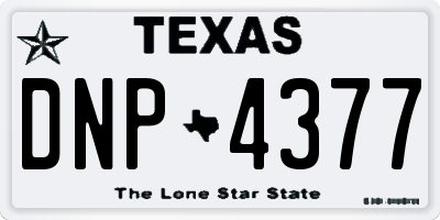 TX license plate DNP4377
