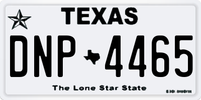 TX license plate DNP4465