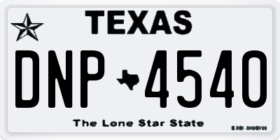 TX license plate DNP4540