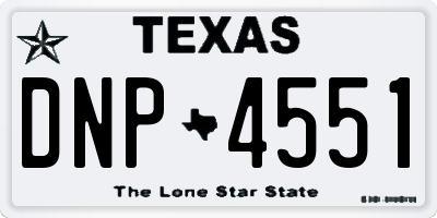 TX license plate DNP4551
