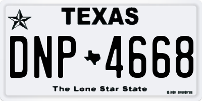 TX license plate DNP4668