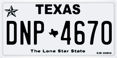 TX license plate DNP4670