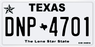 TX license plate DNP4701