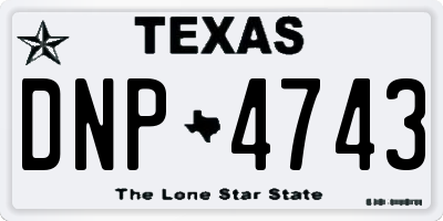 TX license plate DNP4743