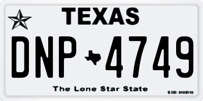 TX license plate DNP4749