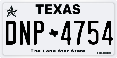 TX license plate DNP4754