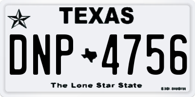 TX license plate DNP4756