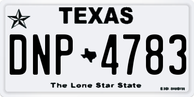 TX license plate DNP4783