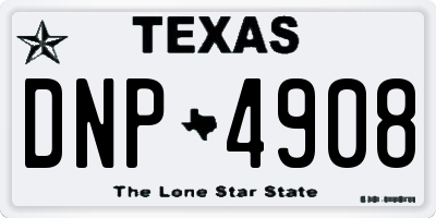 TX license plate DNP4908