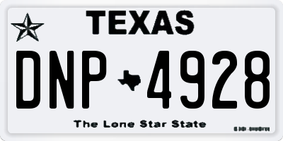 TX license plate DNP4928