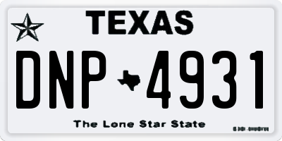 TX license plate DNP4931