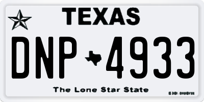 TX license plate DNP4933