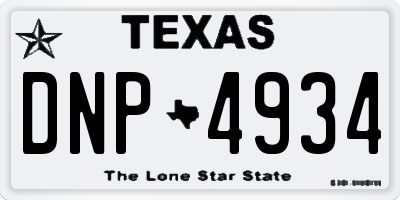 TX license plate DNP4934