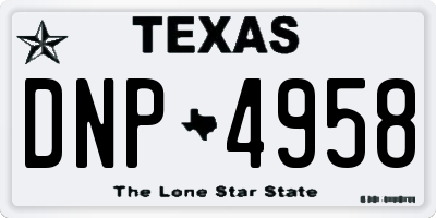 TX license plate DNP4958
