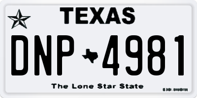 TX license plate DNP4981