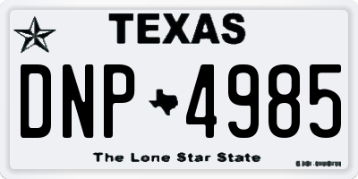 TX license plate DNP4985