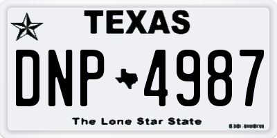 TX license plate DNP4987