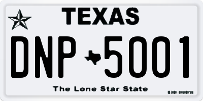 TX license plate DNP5001