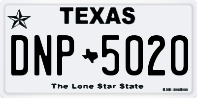 TX license plate DNP5020