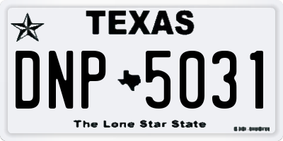 TX license plate DNP5031
