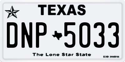 TX license plate DNP5033