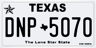 TX license plate DNP5070