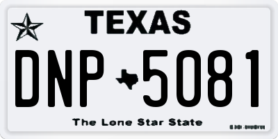 TX license plate DNP5081