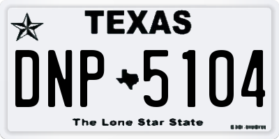 TX license plate DNP5104