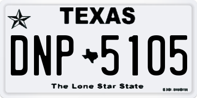 TX license plate DNP5105