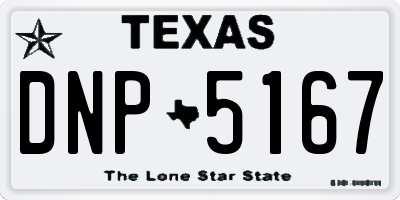 TX license plate DNP5167