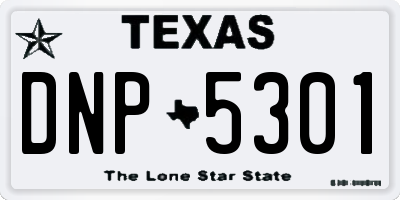 TX license plate DNP5301