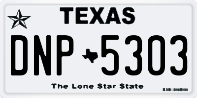 TX license plate DNP5303