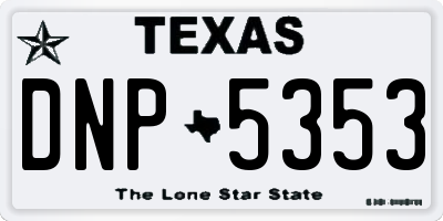 TX license plate DNP5353