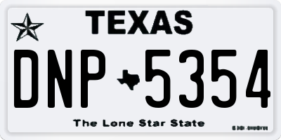 TX license plate DNP5354