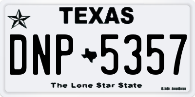 TX license plate DNP5357