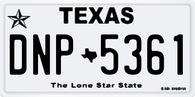 TX license plate DNP5361