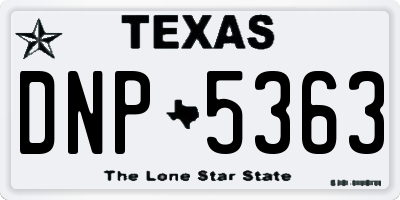 TX license plate DNP5363