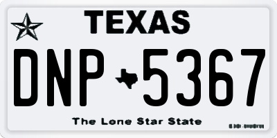 TX license plate DNP5367