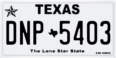 TX license plate DNP5403
