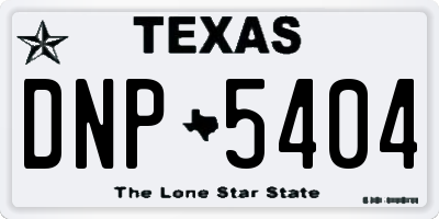 TX license plate DNP5404
