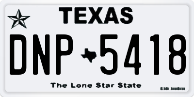 TX license plate DNP5418