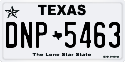 TX license plate DNP5463