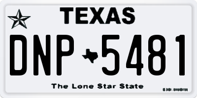 TX license plate DNP5481
