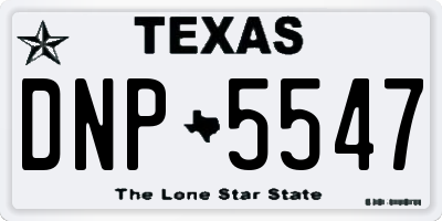 TX license plate DNP5547