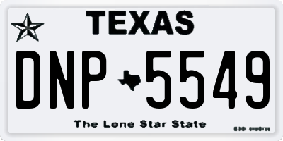 TX license plate DNP5549