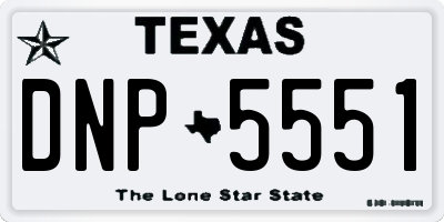 TX license plate DNP5551